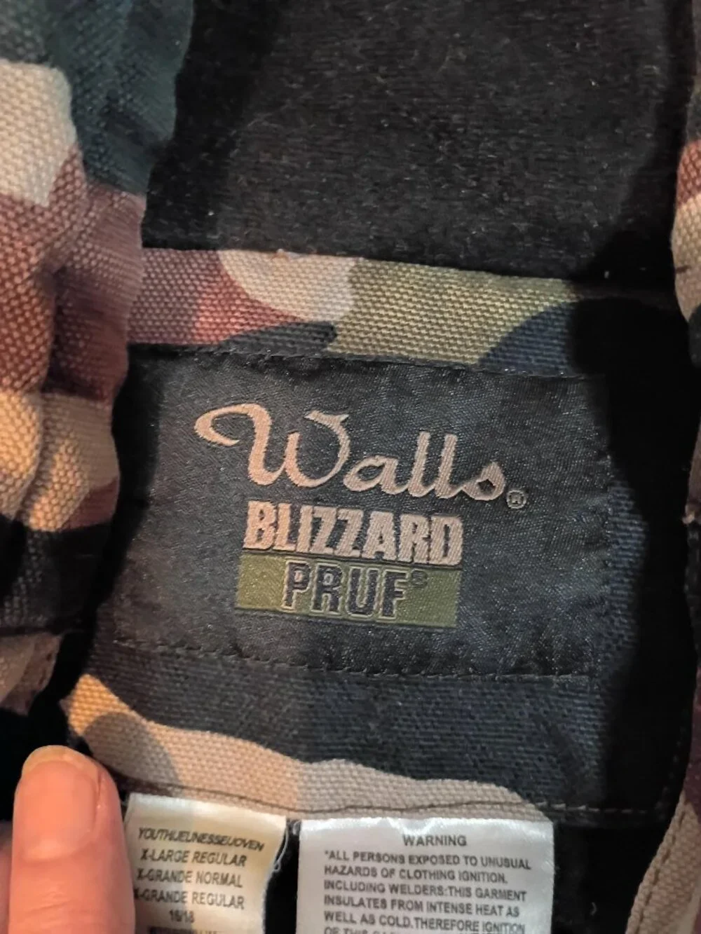 Walls Blizzard Pruf/Hooded Jacket/Boys XL 16-18/Camo Canvas Hunting Outdoor Coat